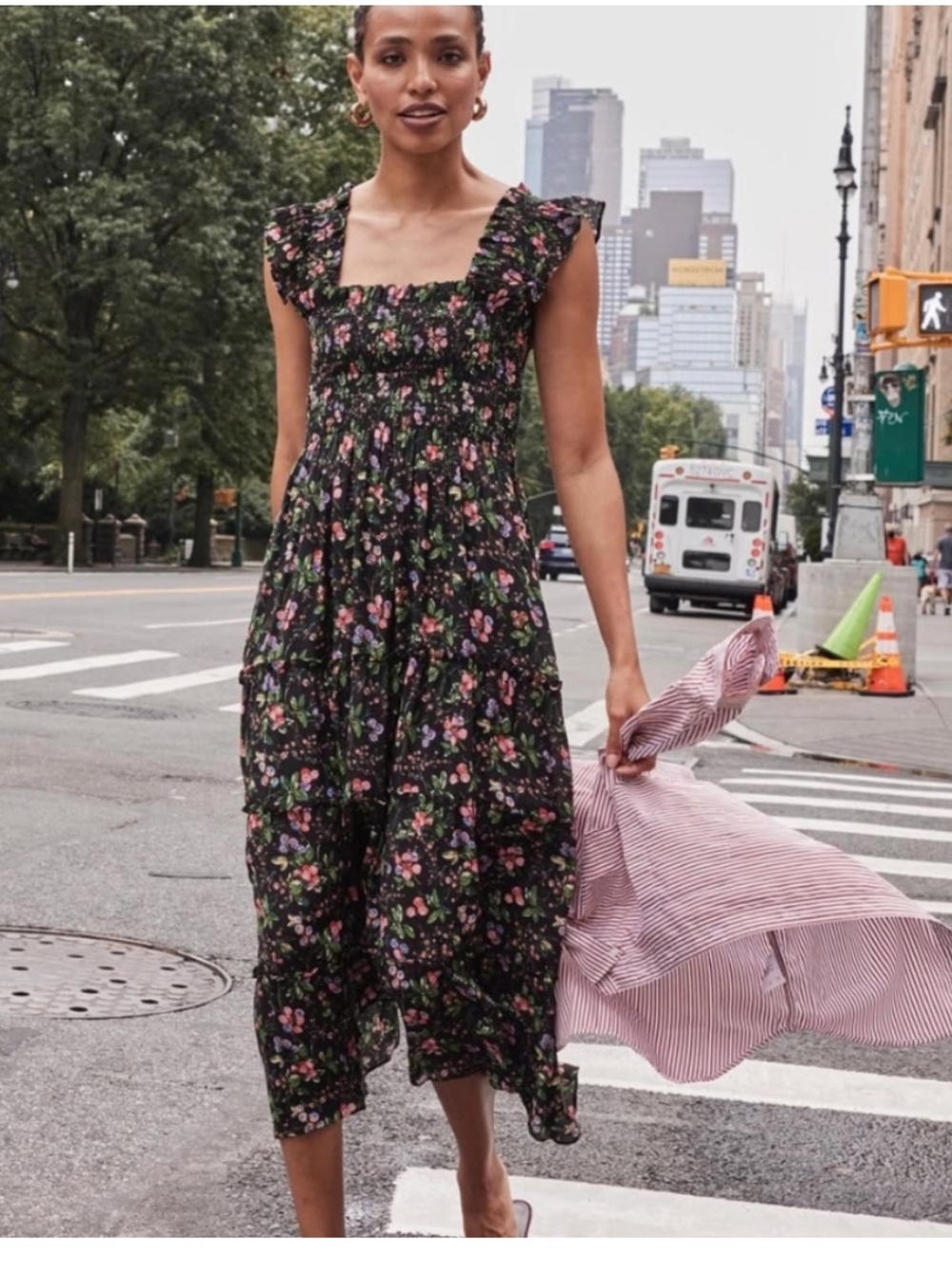 Hill House Ellie Midi Nap Dress In Berry Print Size S
